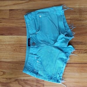 American Eagle Turquoise Corduroy Cutoff Low Rise Shorts